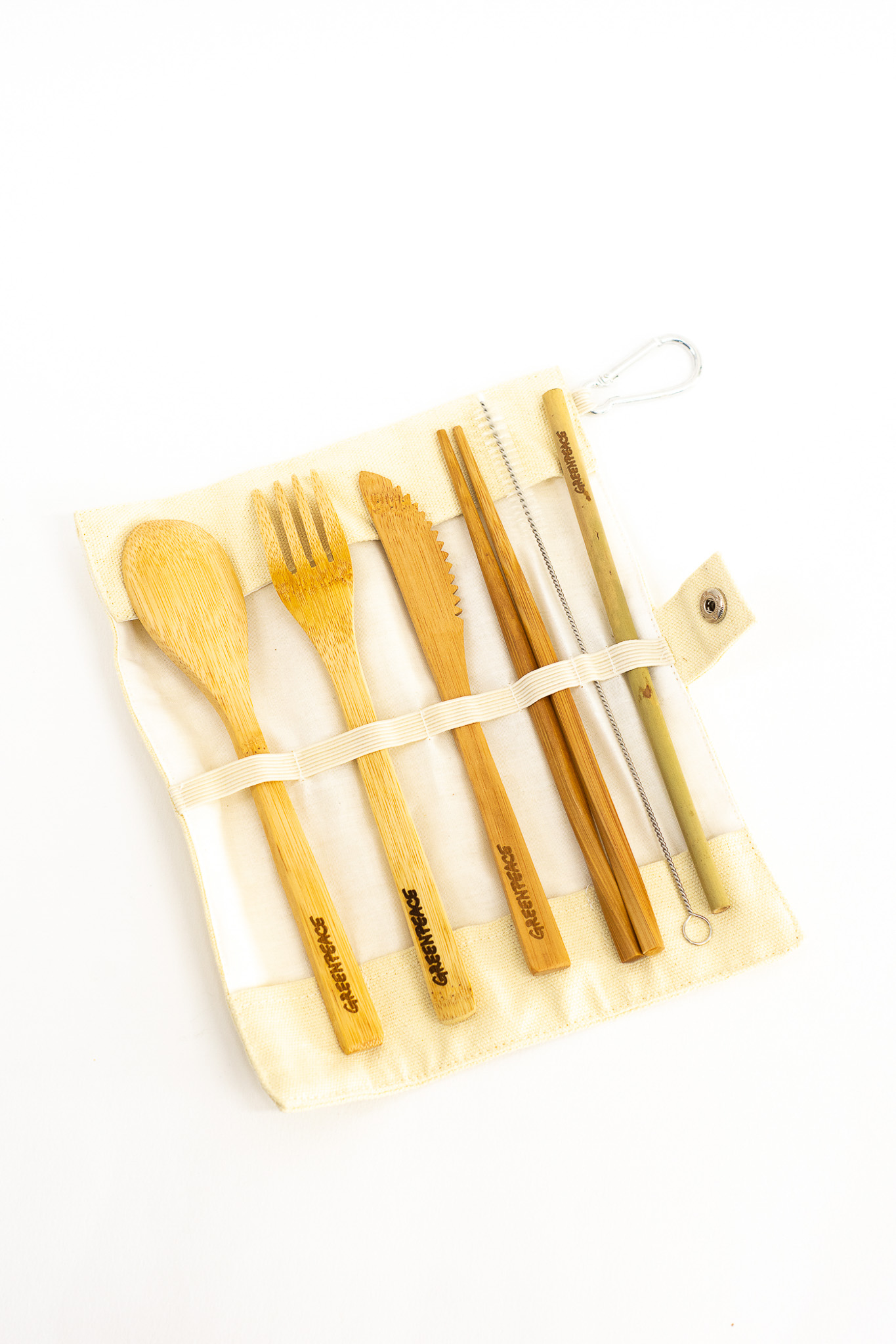 σετ φαγητου απο μπαμπου σε μπεζ θηκη